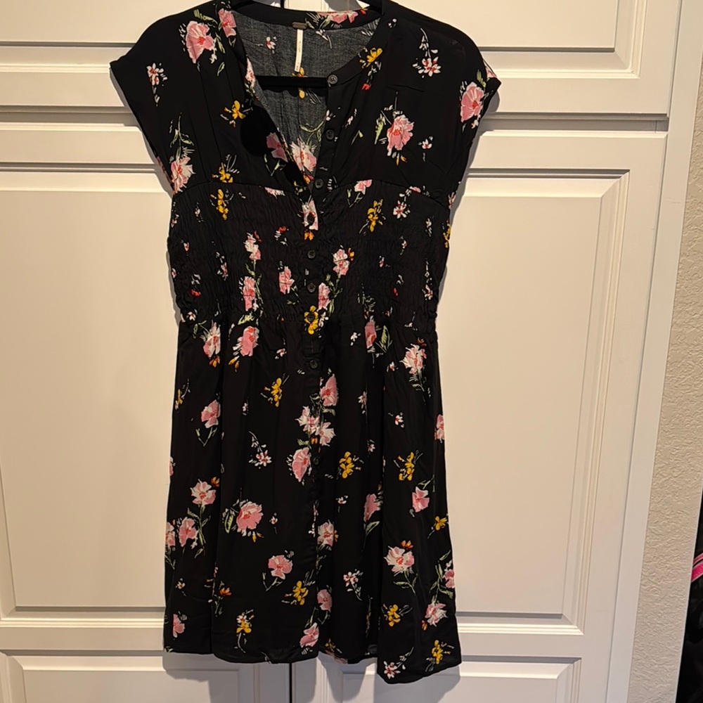 Free People Floral Black Dress